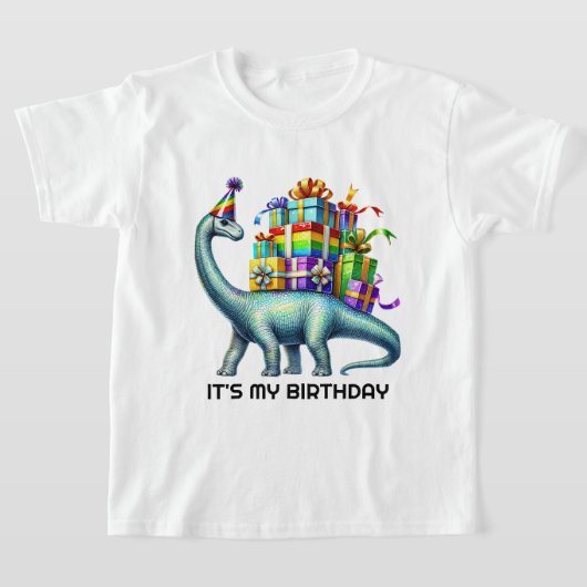 かわいい子供たちのバブルパーティー 誕生日 恐竜 Tシャツ (レイダウン)