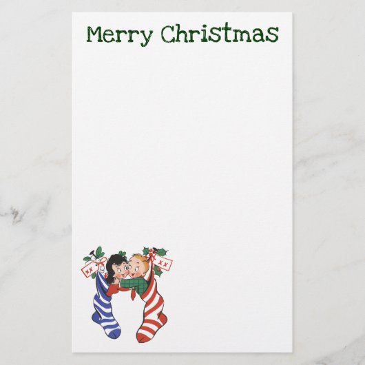 かわいい子供たちのビンテージクリスマスソックス 便箋 (正面)