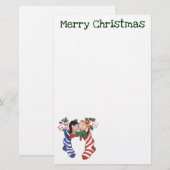 かわいい子供たちのビンテージクリスマスソックス 便箋 (正面/裏面)