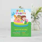 かわいい子供たちのミニプール 誕生日パーティー 招待状 (スタンド正面)