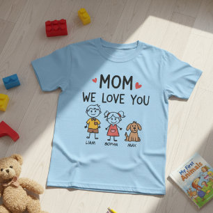 かわいい子供たちの名前のイラスト ママ大好き Tシャツ