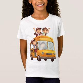 かわいい子供たちの学校バスアート Tシャツ