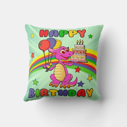 かわいい子供たちの恐竜の誕生日 クッション (裏面)