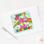 かわいい子供たちの恐竜の誕生日 スクエアシール (封筒)