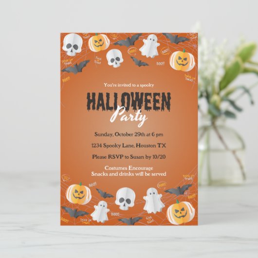 かわいい子供たちの衣装パーティートリックまたはハロウィーンの治療 招待状 (スタンド正面)