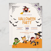 かわいい子供たちの衣装パーティートリックまたはハロウィーンの治療 招待状 (正面/裏面)