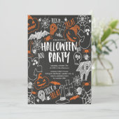 かわいい子供たちの黒板ハロウィンパーティー 招待状 (スタンド正面)