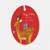 かわいい子供たちはトナカイのクリスマス メタルオーナメント (正面左)