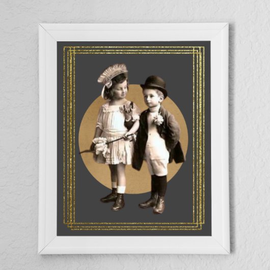 かわいい子供たちヴィンテージ額写真 ポスター