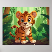 かわいい子供たち子供部屋タイガージャングル愛好家ポスター ポスター (正面)