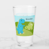 かわいい子供たち恐竜の名前を追加ガラス タンブラーグラス (裏面)