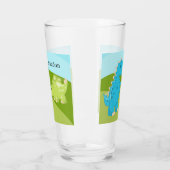 かわいい子供たち恐竜の名前を追加ガラス タンブラーグラス (左)