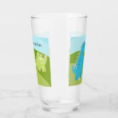 かわいい子供たち恐竜の名前を追加ガラス タンブラーグラス (右)