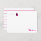 かわいい子供たち文房具ピンクのレディーバグのノートカード サンキューカード (正面/裏面)