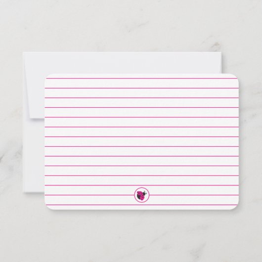 かわいい子供たち文房具ピンクのレディーバグのノートカード サンキューカード (裏面)