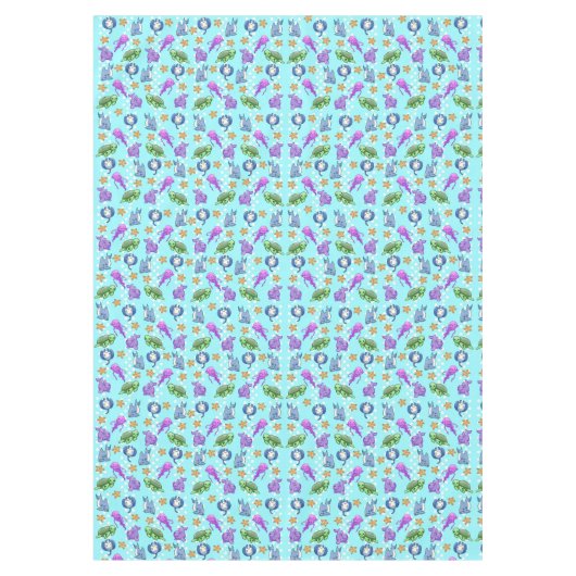 かわいい子供たち海シーライフスターフィッシュタコ亀 テーブルクロス (正面)