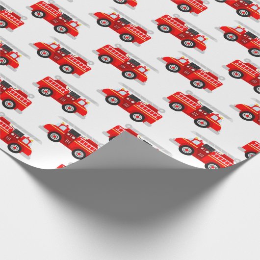 かわいい子供たち消防車のパターンパーティー ラッピングペーパー (角)