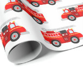 かわいい子供たち消防車のパターンパーティー ラッピングペーパー (ロールコーナー)