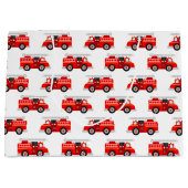 かわいい子供たち消防車のパターンパーティー ラージペーパーバッグ (正面)