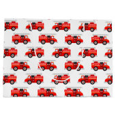 かわいい子供たち消防車のパターンパーティー ラージペーパーバッグ (裏面)