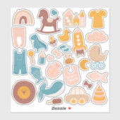 かわいい子供たち赤ん坊の動物とおもちゃ。おもしろい子供部屋 シール (シート)