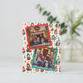 かわいい子供たち2枚の写真のクリスマス シーズンポストカード (スタンド正面)