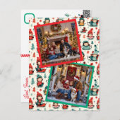 かわいい子供たち2枚の写真のクリスマス シーズンポストカード (正面/裏面)