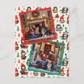 かわいい子供たち2枚の写真のクリスマス シーズンポストカード (正面)