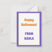 かわいい子供たち 紫のハロウィン カートゥーン魔女 メモカード ノートカード (裏面)