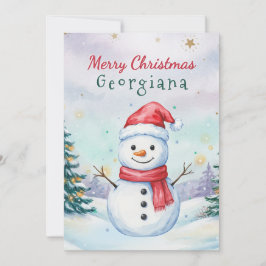 かわいい子供と雪だるまのクリスマスパーソナルギフト シーズンカード