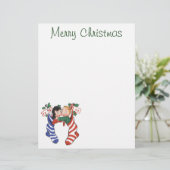 かわいい子供のいるビンテージクリスマスストッキング (スタンド正面)