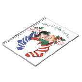 かわいい子供のいるビンテージクリスマスストッキング ノートブック (左側)