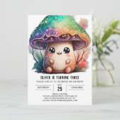 かわいい子供のきのこ誕生日パーティー招待状 招待状 (スタンド正面)