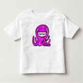 かわいい子供のためのかわいく小さいピンクのりんごのタコ トドラーTシャツ (正面)