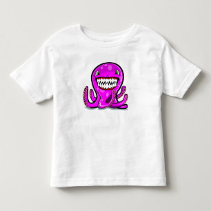 かわいい子供のためのかわいく小さいピンクのりんごのタコ トドラーTシャツ