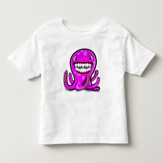 かわいい子供のためのかわいく小さいピンクのりんごのタコ トドラーTシャツ (正面)