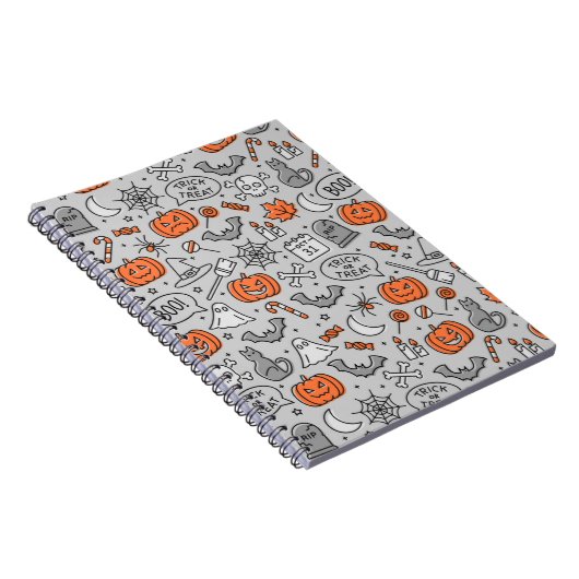 かわいい子供のためのハロウィンドゥードルパターン ノートブック (右側)