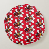 かわいい子供のてんとう虫ファミリー。 ラウンドクッション (裏面)