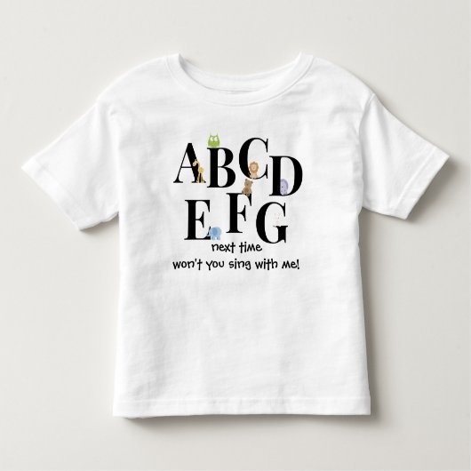 かわいい子供のアルファベットのワイシャツ、ABCDEFG… トドラーTシャツ (正面)