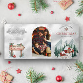 かわいい子供のカラフルなクリスマスワンダーランドアーチ写真 三つ折りクリスマスカード