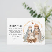 かわいい子供のクリスマスプレゼント クリスマス生誕 サンキューカード (スタンド正面)