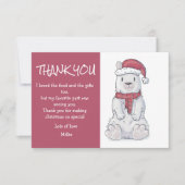 かわいい子供のクリスマスベア クリスマス サンキューカード (正面)