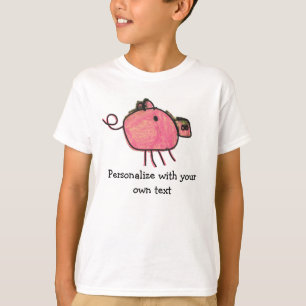 かわいい子供のクレヨンのブタのワイシャツ Tシャツ
