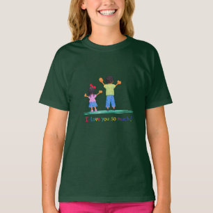 かわいい子供のクレヨンスタイルの「とても愛してる」ファミリーA Tシャツ