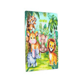 かわいい子供のサファリ ジャングル 動物 名前入り メタルプリント (3/4)