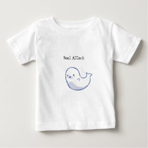 かわいい子供のシールの攻撃のTシャツの動物の海の創造物 ベビーTシャツ