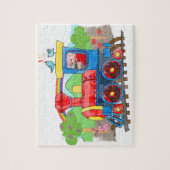 かわいい子供のテンプレートの写真の蒸気の列車のパズル ジグソーパズル (縦)