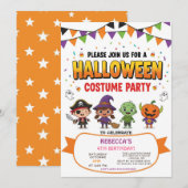 かわいい子供のハロウィンパーティー招待状カード 招待状 (正面/裏面)