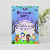 かわいい子供のハロウィンパーティー招待状 招待状 (スタンド正面)