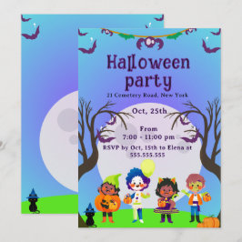 かわいい子供のハロウィンパーティー招待状 招待状
